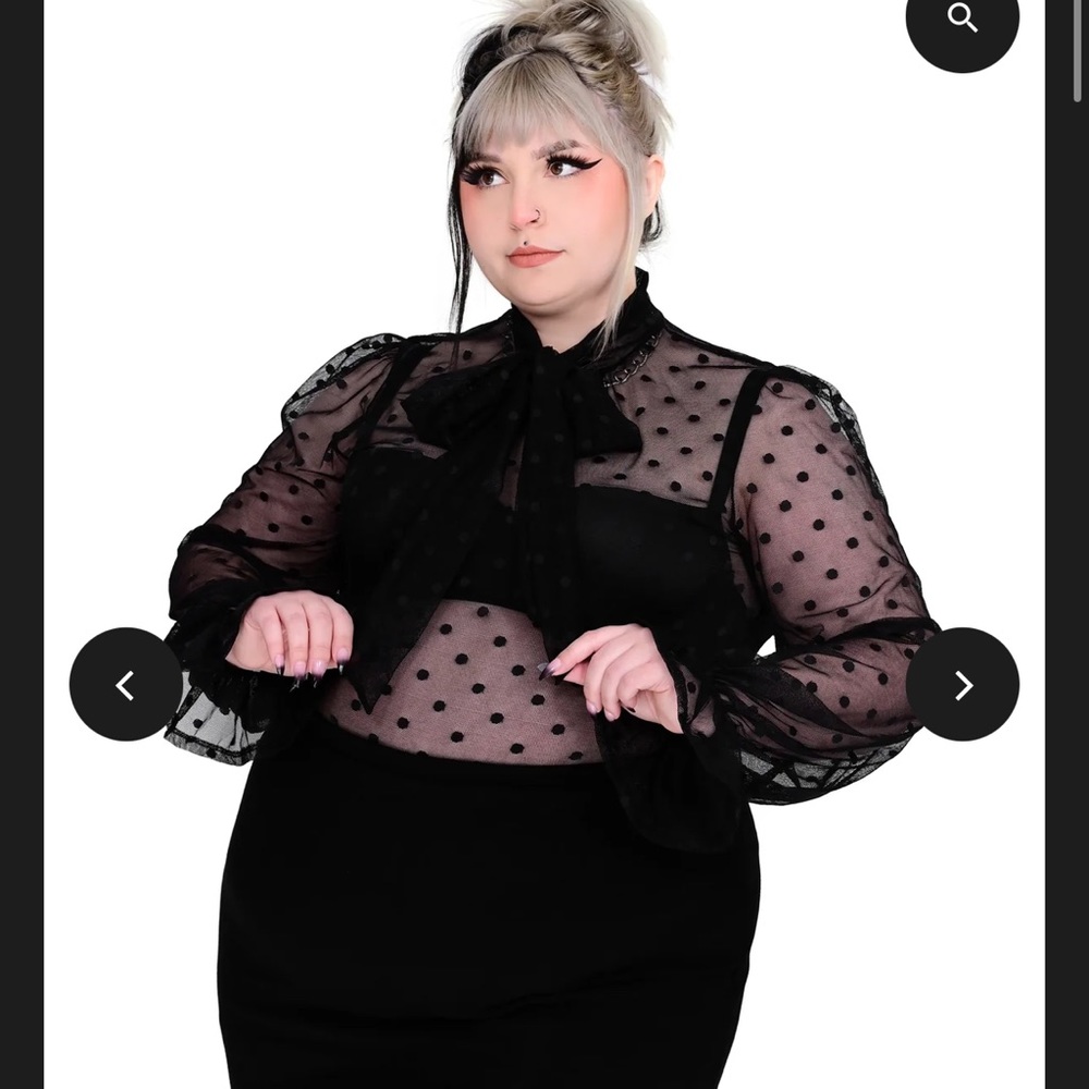 Foxblood Jules Mesh Holiday Blouse sheer